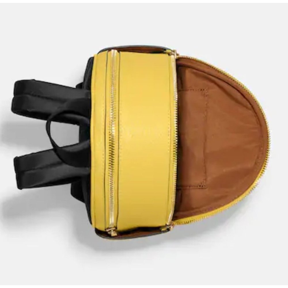NWT Coach Mini Court Backpack Retro Yellow Pebbled Leather Shoulder Bag NEW - Picture 6 of 11